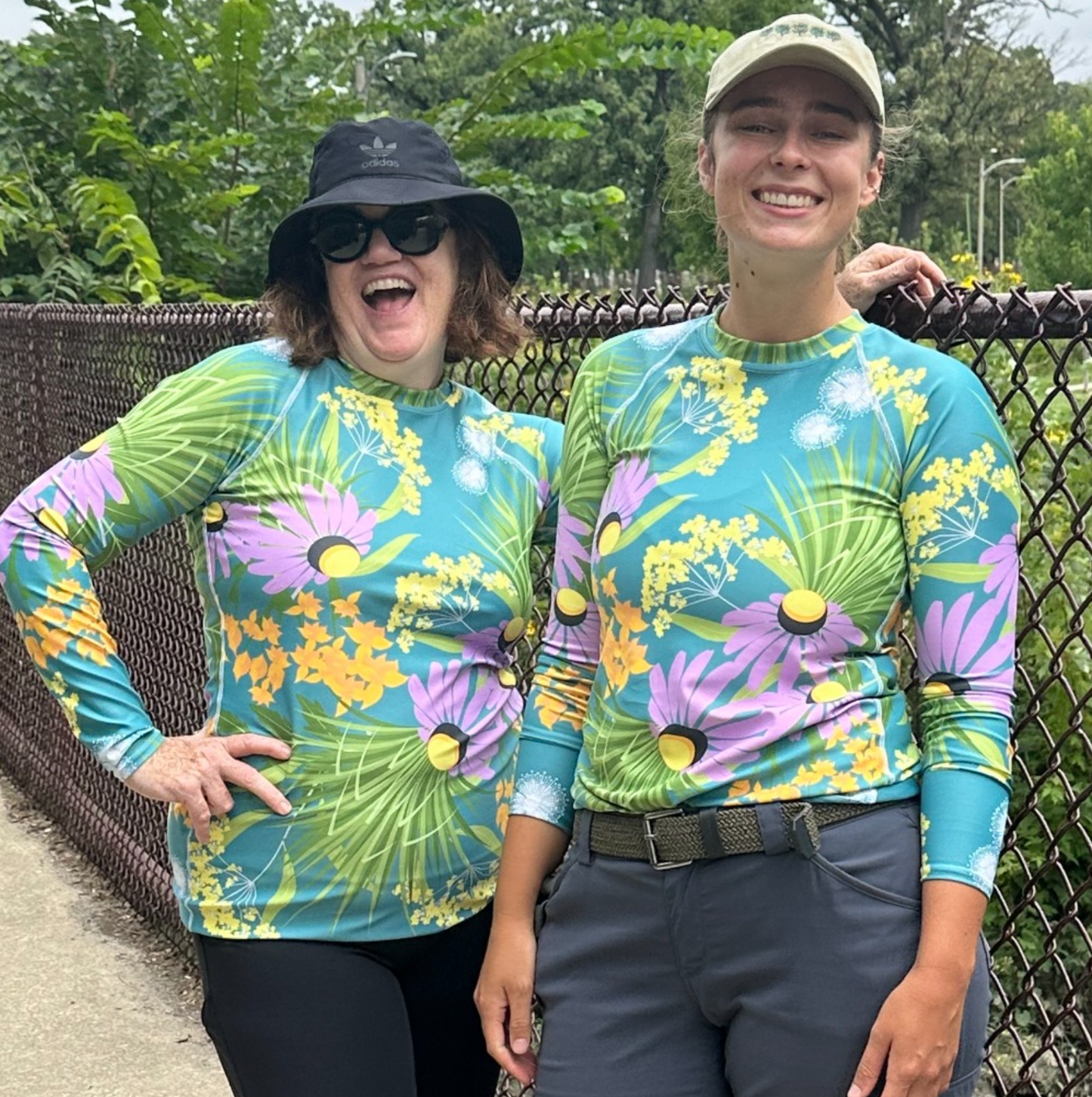Long Sleeve Women's Gardening Shirt with Native Plants Print