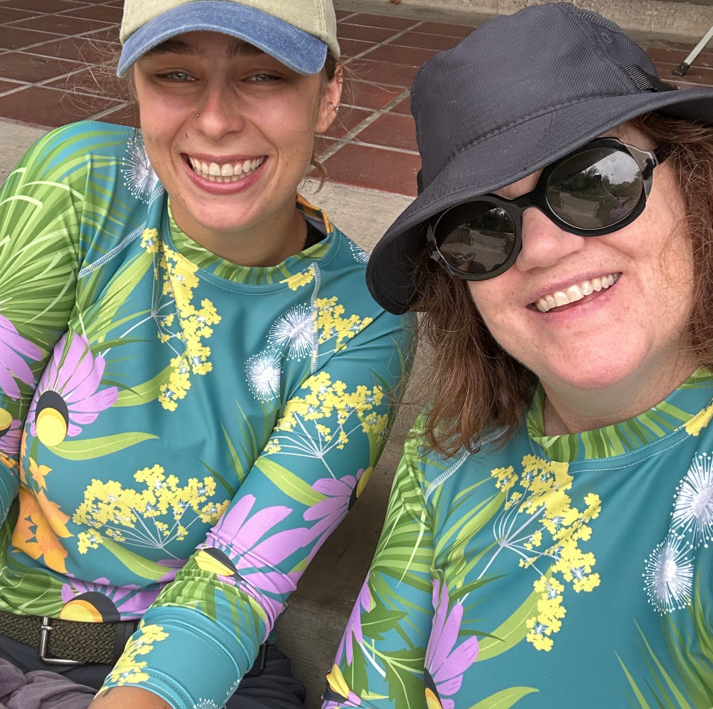 Long Sleeve Women's Gardening Shirt with Native Plants Print